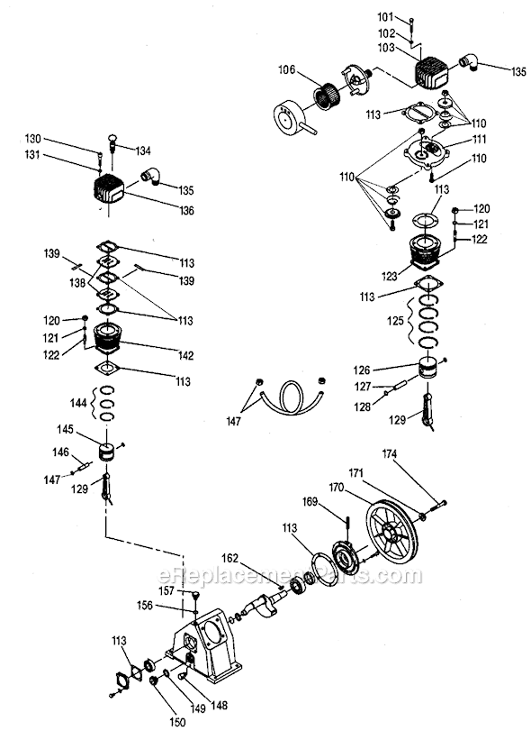 Page B Diagram and Parts List for C7550 Type 2 Porter Cable Compressor